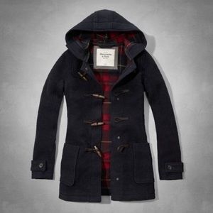 Abercrombie & Fitch dark blue wool toggle coat